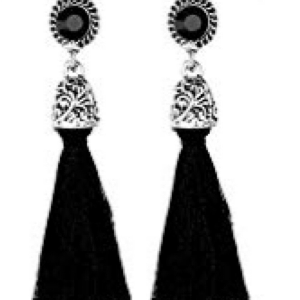 Black tassel earrings